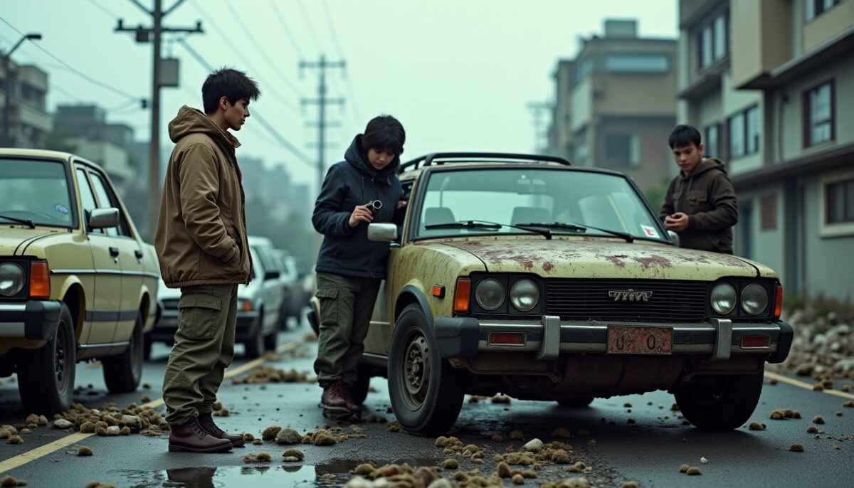 Ghosts in the city : Tokyo ravagé 1982 façon survie urbaine, coopération et véhicules